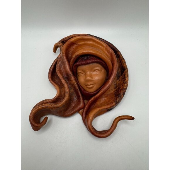 Vintage Leather Handmade Face Sculpture 3-D Signed A. Rodriguez Copala Mexico - Picture 1 of 10